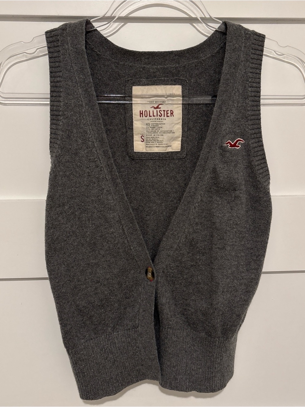 Hollister Preppy Poetcore Y2K Women's Dark Charcoal Gray Knit Button Vest